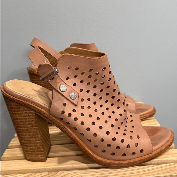 Rag & Bone Perforated Leather Slingback Booties Tan Block Heel Sandals US 8 - Picture 15 of 16